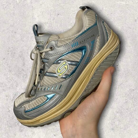 Skechers Shoes - Vintage Y2K Skechers Shape up Walking Shoes Womens 7 Grey Metallic Blue